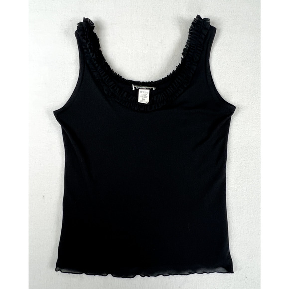 Women's Carol Rose Sleeveless Tank Top Scoop Neckline Sz Small Black Mesh Y2K - Picture 2 of 10